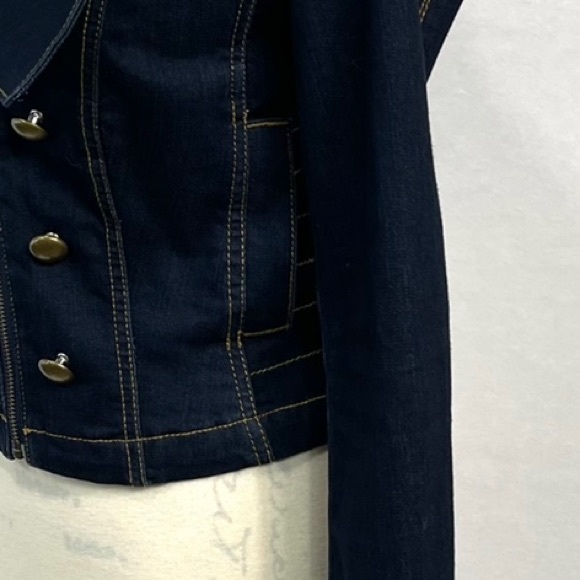 Cache Military Denim Cropped Jacket Size XS - Picture 7 of 13